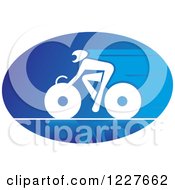 White Cyclist On A Bike In A Blue Oval