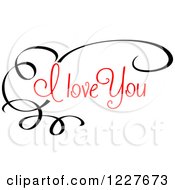 Poster, Art Print Of Black Swirl And Red I Love You Text