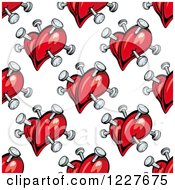 Clipart Of A Seamless Background Pattern Of Hearts With Nails Royalty Free Vector Illustration