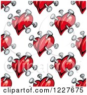 Poster, Art Print Of Seamless Background Pattern Of Hearts With Nails