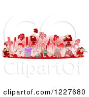 Poster, Art Print Of Valentines Text With Cupids And People