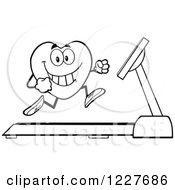 Poster, Art Print Of Outlined Heart Character Running On A Treadmill