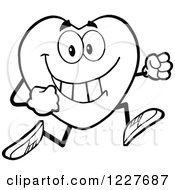 Clipart Of An Outlined Heart Character Running Royalty Free Vector Illustration