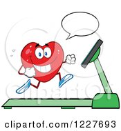 Clipart Of A Talking Heart Character Running On A Treadmill Royalty Free Vector Illustration