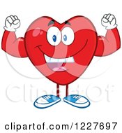 Clipart Of A Heart Character Flexing Royalty Free Vector Illustration
