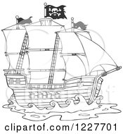 Poster, Art Print Of Black And White Pirate Ship