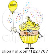 Poster, Art Print Of Yellow Cupcake With A Baby Balloon