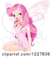 Poster, Art Print Of Beautiful Pink Fairy Woman Sitting