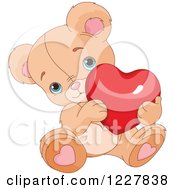 Poster, Art Print Of Cute Valentine Teddy Bear Holding A Red Heart