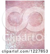 Distressed Grungy Pink Background With White Foliage