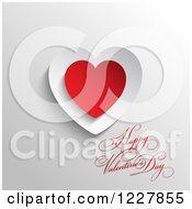 Poster, Art Print Of Happy Valentines Day Greeting With Red And White Paper Hearts