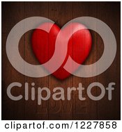 Clipart Of A Red Heart And The Word LOVE On Dark Wood Planks Royalty Free Illustration