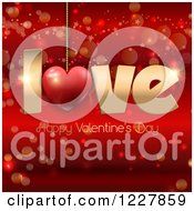 Poster, Art Print Of Happy Valentines Day Greeting With Love Suspended Over Red