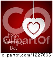 Poster, Art Print Of Happy Valentines Day Greeting With A Heart Pendant Over Red