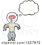Clipart Of A Thinking Robot With A Brain Royalty Free Vector Illustration