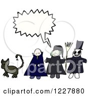 Clipart Of A Talking Group Of Halloween Kids Royalty Free Vector Illustration by lineartestpilot