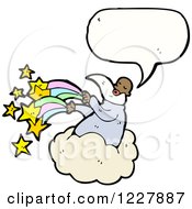 Clipart Of A Talking Wizard On A Cloud Royalty Free Vector Illustration