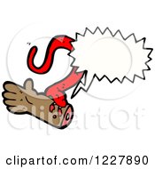 Clipart Of A Talking Snake Biting A Black Hand Royalty Free Vector Illustration