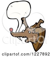 Clipart Of A Talking Mounted Reindeer Head Royalty Free Vector Illustration by lineartestpilot
