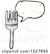 Clipart Of A Talking Fork Royalty Free Vector Illustration by lineartestpilot