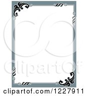 Poster, Art Print Of Border Of Gray And Flourishes Around White Text Space