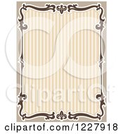 Poster, Art Print Of Border Of Flourishes Around Brown Stripes And Text Space