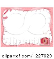 Poster, Art Print Of Border Of A Pink Vintage Landline Telephone Around White Text Space