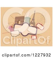 Clipart Of A Paris Background With Frames And Tourist Destinations On Ruled Paper Royalty Free Vector Illustration