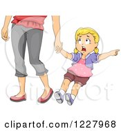 Poster, Art Print Of Girl Pulling On Her Moms Hand And Pointing