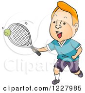 Poster, Art Print Of Male Tennis Player Hitting A Ball