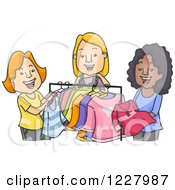 Poster, Art Print Of Happy Diverse Women Clothes Shopping Or Swapping Clothes