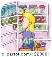 Clipart Of A Woman Stocking Up Her Pantry Royalty Free Vector Illustration by BNP Design Studio