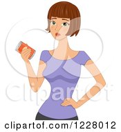 Disappointed Woman Holding An Unhealthy Can Of Food