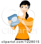Poster, Art Print Of Happy Woman Reading Ingredients On Boxed Food