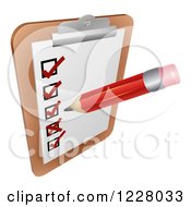 Poster, Art Print Of Pencil Filling Out A Survey On A Clipboard