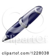 Clipart Of A Blue Ink Pen And Shadow Royalty Free Vector Illustration by AtStockIllustration