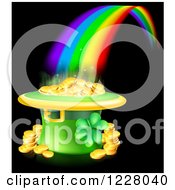 Poster, Art Print Of St Patricks Day Leprechaun Hat Pot Of Gold And Rainbow On Black