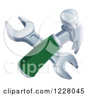 Clipart Of A Crossed Wrench And Hammer Royalty Free Vector Illustration