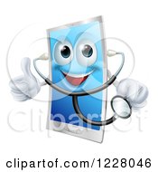 Poster, Art Print Of Doctor Smart Phone Wearing A Stethoscope And Holding A Thumb Up