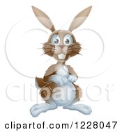 Clipart Of A Happy Alert Brown Bunny Rabbit Royalty Free Vector Illustration