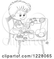 Poster, Art Print Of Outlined Boy Painting Easter Eggs