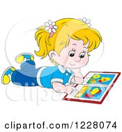 Poster, Art Print Of Blond Girl Reading A Picture Book