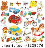 Clipart Of Cartoon Childrens Toys Royalty Free Vector Illustration