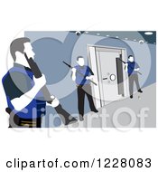 Poster, Art Print Of Three Guards Around A Safe Vault