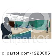 Poster, Art Print Of Silhouetted Business Man And Other People In An Office