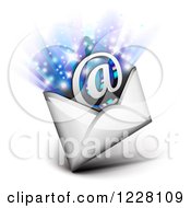 Poster, Art Print Of Email Envelope With An Arobase And Rays