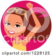 Poster, Art Print Of Young Brunette Woman Avatar Cheering And Wearing Shades