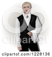 Clipart Of A Waiter With A Napkin Royalty Free Vector Illustration