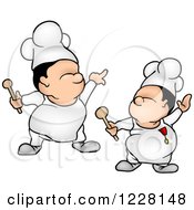 Clipart Of Dancing Male Chefs Royalty Free Vector Illustration