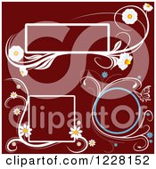 Poster, Art Print Of Daisy And Butterfly Frames On Maroon